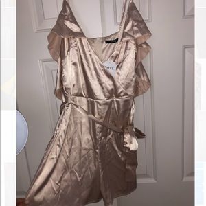 Strappy Champagne Silky Satin Romper!!